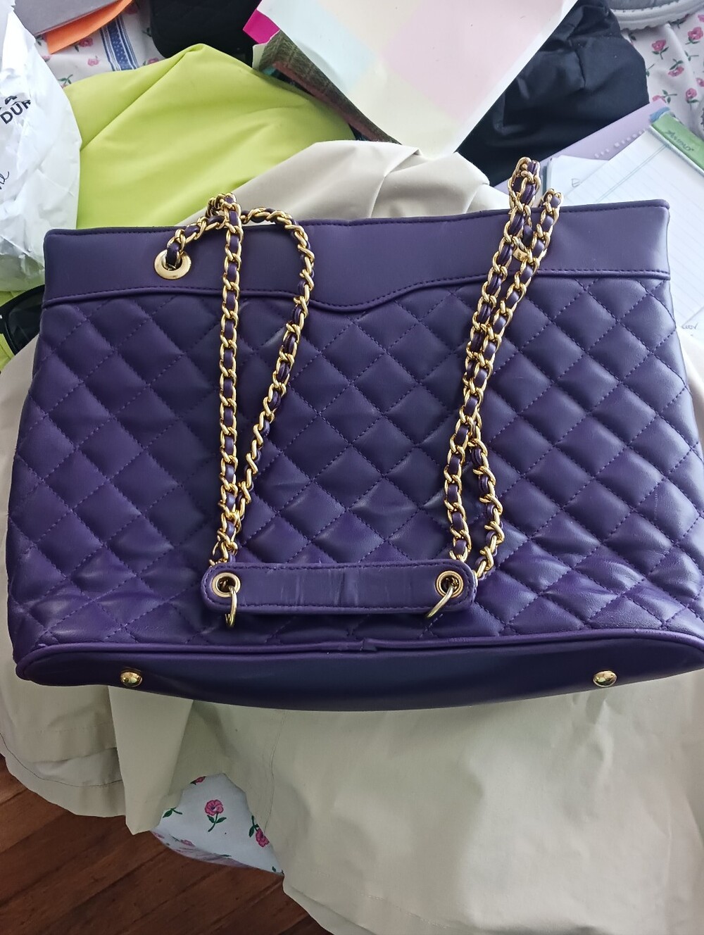 Purple Quilted Leather Bag
